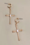 Showing My Faith Cross Huggie Earrings-[option4]-[option5]-Cute-Trendy-Shop-Womens-Boutique-Clothing-Store