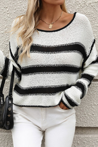 Heading Out Loose Fit Sweater White-[option4]-[option5]-Cute-Trendy-Shop-Womens-Boutique-Clothing-Store