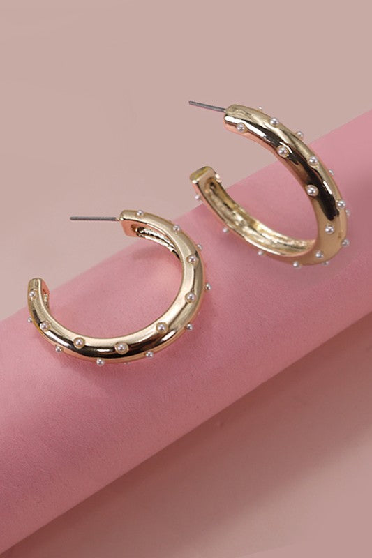 I Do! Pearl Studded Hoop Earrings-[option4]-[option5]-Cute-Trendy-Shop-Womens-Boutique-Clothing-Store