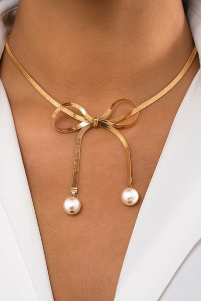 Cross My Mind Bow & Pearl Necklace-[option4]-[option5]-Cute-Trendy-Shop-Womens-Boutique-Clothing-Store