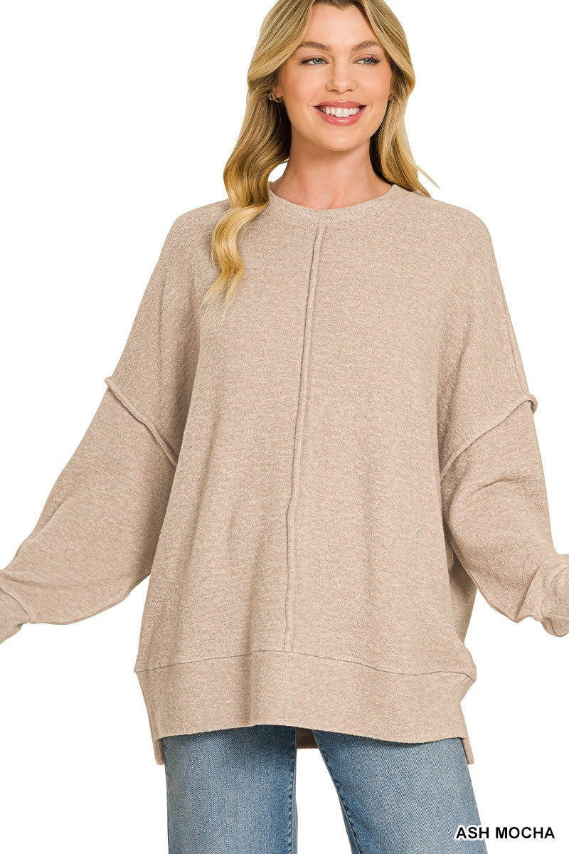 CloudSoft Everyday Pullover-Mocha-SMALL/MEDIUM-Cute-Trendy-Shop-Womens-Boutique-Clothing-Store