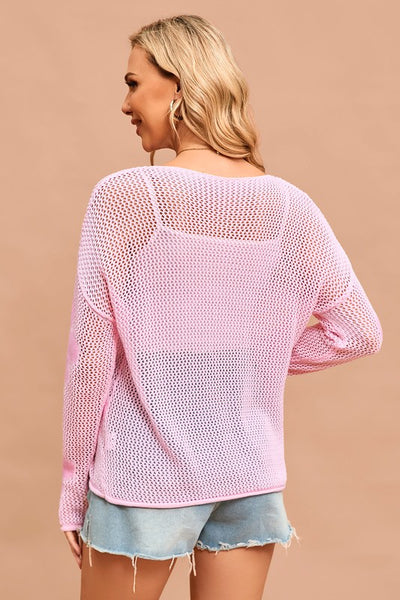 I've Been Calling You Pink Woven Sweater Top-[option4]-[option5]-Cute-Trendy-Shop-Womens-Boutique-Clothing-Store