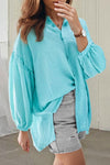 It's Getting Chilly Blue Button Blouse-[option4]-[option5]-Cute-Trendy-Shop-Womens-Boutique-Clothing-Store