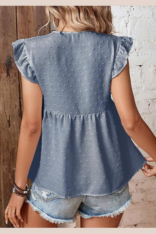 Driving in the Country Blue Dotted Top-[option4]-[option5]-Cute-Trendy-Shop-Womens-Boutique-Clothing-Store