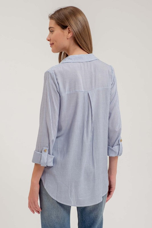 Time Out Blue Stripe Blouse-[option4]-[option5]-Cute-Trendy-Shop-Womens-Boutique-Clothing-Store