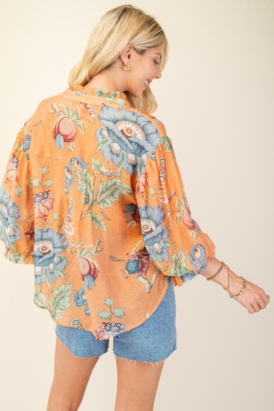 Reach For The Sky Orange Floral Blouse-[option4]-[option5]-Cute-Trendy-Shop-Womens-Boutique-Clothing-Store