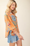 Reach For The Sky Orange Floral Blouse-[option4]-[option5]-Cute-Trendy-Shop-Womens-Boutique-Clothing-Store