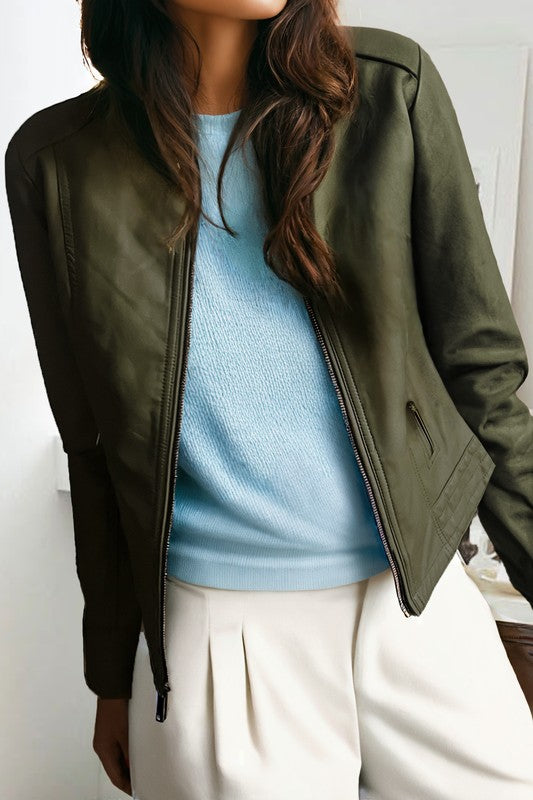 Member of the Band Bomber Jacket Olive Green-[option4]-[option5]-Cute-Trendy-Shop-Womens-Boutique-Clothing-Store