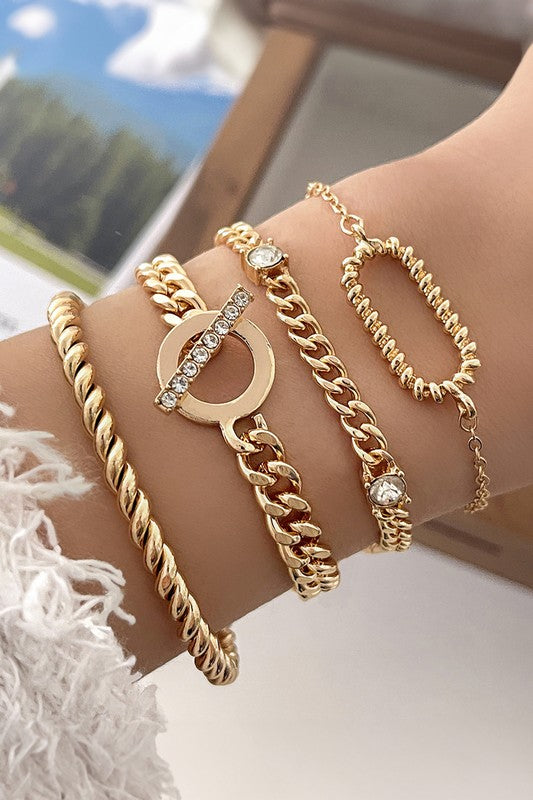 4 Strand Gold Bracelets-[option4]-[option5]-Cute-Trendy-Shop-Womens-Boutique-Clothing-Store