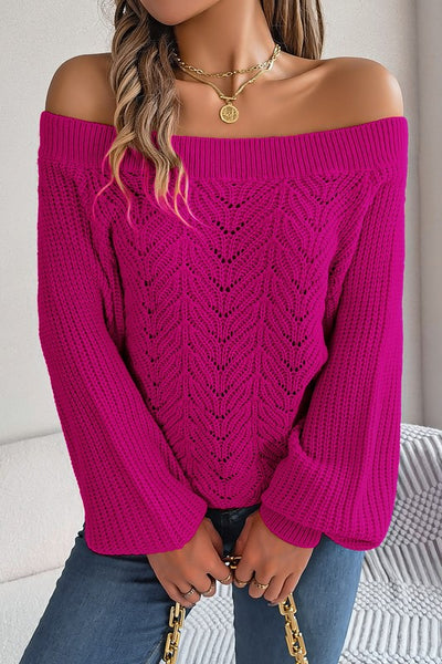 Just Remember Off Shoulder Sweater Fuschia-[option4]-[option5]-Cute-Trendy-Shop-Womens-Boutique-Clothing-Store