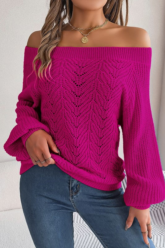 Just Remember Off Shoulder Sweater Fuschia-[option4]-[option5]-Cute-Trendy-Shop-Womens-Boutique-Clothing-Store