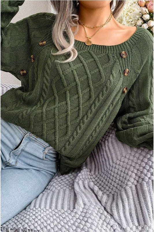 Join The Crowd Olive Cable Sweater-[option4]-[option5]-Cute-Trendy-Shop-Womens-Boutique-Clothing-Store