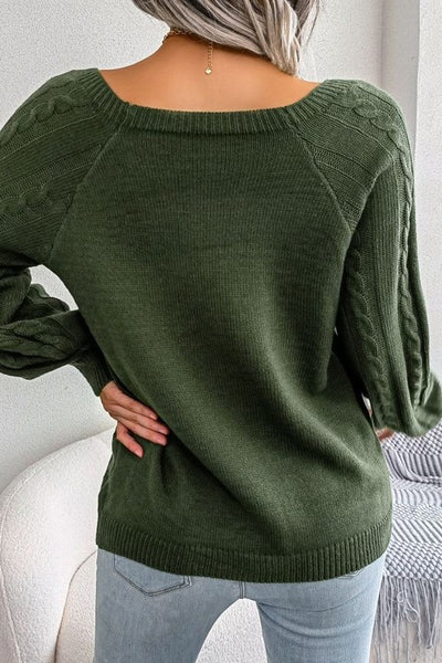 Join The Crowd Olive Cable Sweater-[option4]-[option5]-Cute-Trendy-Shop-Womens-Boutique-Clothing-Store