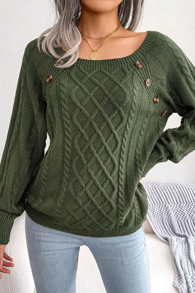 Join The Crowd Olive Cable Sweater-[option4]-[option5]-Cute-Trendy-Shop-Womens-Boutique-Clothing-Store