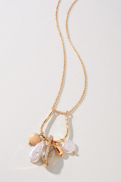 Charm and Pearl Dangle Necklace-[option4]-[option5]-Cute-Trendy-Shop-Womens-Boutique-Clothing-Store