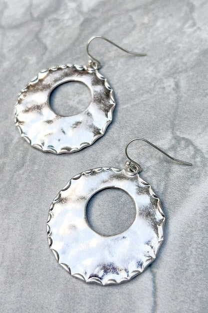 Stand Out Hammered Circular Earrings-Silver-[option4]-[option5]-Cute-Trendy-Shop-Womens-Boutique-Clothing-Store