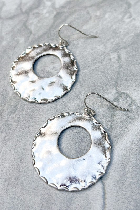 Stand Out Hammered Circular Earrings-Silver-[option4]-[option5]-Cute-Trendy-Shop-Womens-Boutique-Clothing-Store