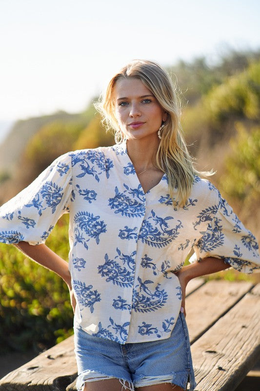 Learn To Dance Floral Top Blue-[option4]-[option5]-Cute-Trendy-Shop-Womens-Boutique-Clothing-Store