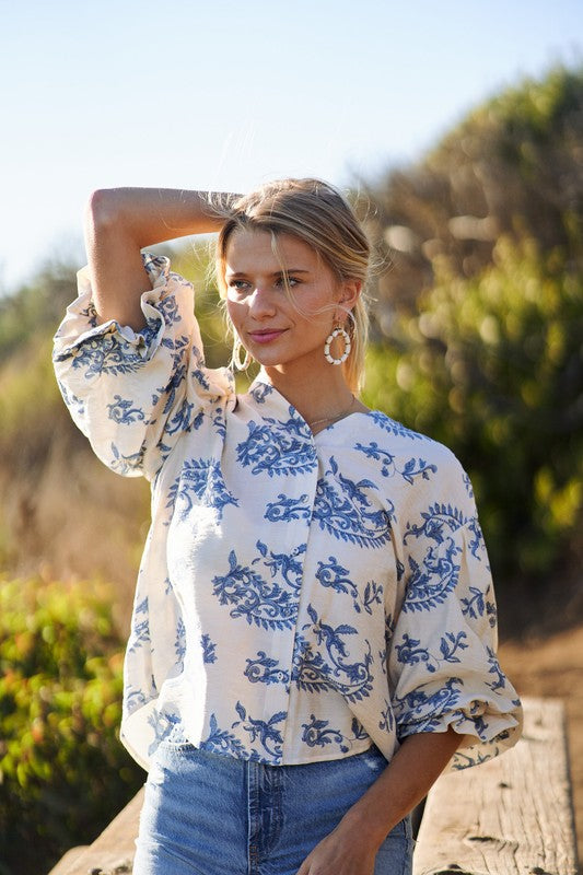 Learn To Dance Floral Top Blue-[option4]-[option5]-Cute-Trendy-Shop-Womens-Boutique-Clothing-Store