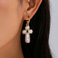 Evangeline Textured Gold & Organic Pearl Cross Earrings