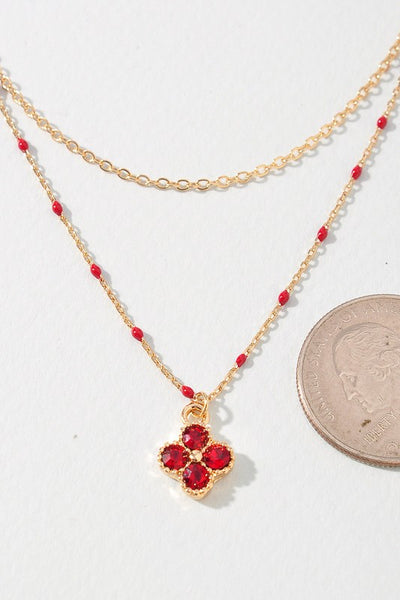 It's The Little Things Red Clover Necklace-[option4]-[option5]-Cute-Trendy-Shop-Womens-Boutique-Clothing-Store