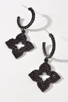 Open Clover Rhinestone Black Earrings-[option4]-[option5]-Cute-Trendy-Shop-Womens-Boutique-Clothing-Store