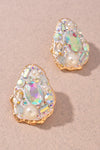 Rhinestone Cluster Oyster Earrings-[option4]-[option5]-Cute-Trendy-Shop-Womens-Boutique-Clothing-Store