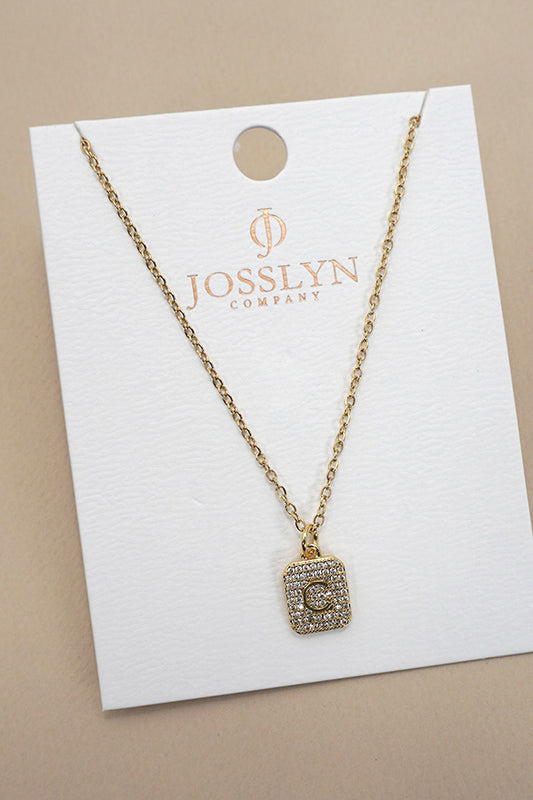 Rhinestone Initial Necklace Gold Limited Letters-C-[option4]-[option5]-Cute-Trendy-Shop-Womens-Boutique-Clothing-Store