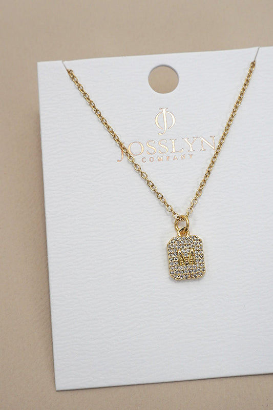 Rhinestone Initial Necklace Gold Limited Letters-M-[option4]-[option5]-Cute-Trendy-Shop-Womens-Boutique-Clothing-Store