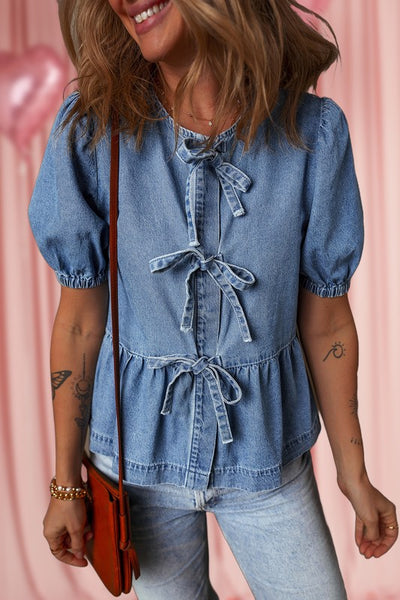 Time To Play Denim Tie Up Top-[option4]-[option5]-Cute-Trendy-Shop-Womens-Boutique-Clothing-Store