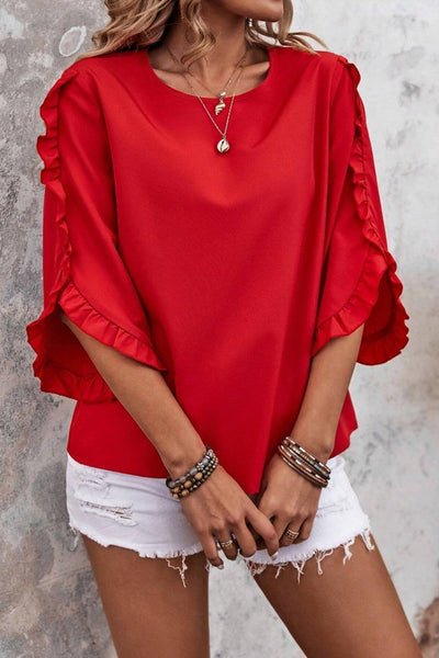 Sweet as can be ruffle sleeve top red-[option4]-[option5]-Cute-Trendy-Shop-Womens-Boutique-Clothing-Store