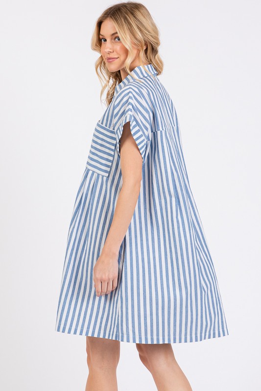Sunny Day Needed Blue Striped Dress-[option4]-[option5]-Cute-Trendy-Shop-Womens-Boutique-Clothing-Store