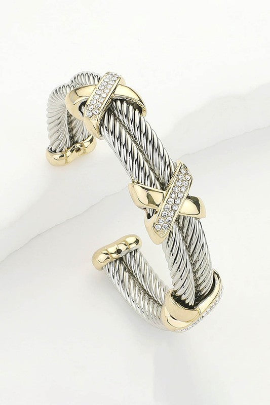That Smile Two Tone Pave Cuff Bracelet-[option4]-[option5]-Cute-Trendy-Shop-Womens-Boutique-Clothing-Store
