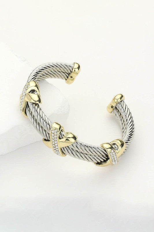 That Smile Two Tone Pave Cuff Bracelet-[option4]-[option5]-Cute-Trendy-Shop-Womens-Boutique-Clothing-Store
