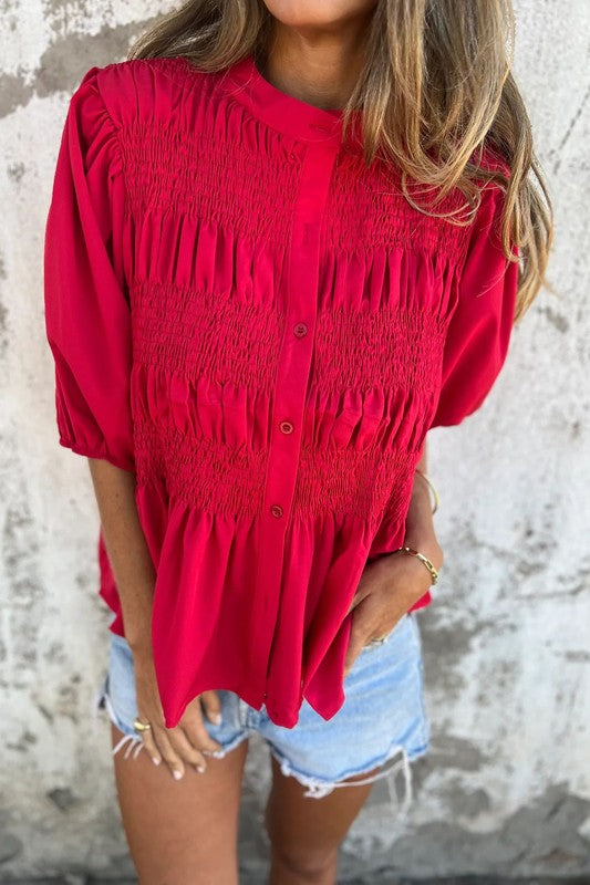 Style on Auto Pilot Button Up Top-Red-SMALL-[option4]-[option5]-Cute-Trendy-Shop-Womens-Boutique-Clothing-Store