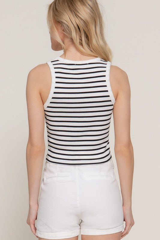 Next On The List Stripe Tank Top White & Black-[option4]-[option5]-Cute-Trendy-Shop-Womens-Boutique-Clothing-Store