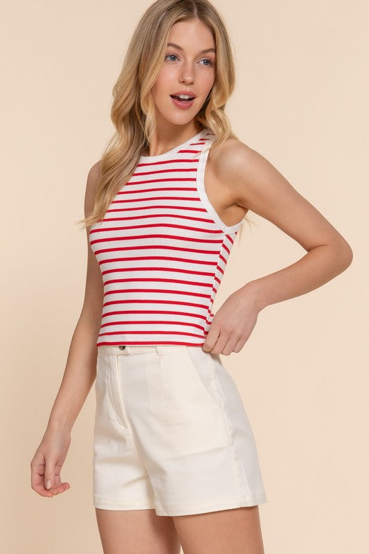 Next On The List Stripe Tank Top White & Red-[option4]-[option5]-Cute-Trendy-Shop-Womens-Boutique-Clothing-Store
