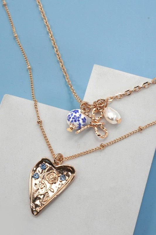Dazzle in Blue Heart and Porcelain Necklace-[option4]-[option5]-Cute-Trendy-Shop-Womens-Boutique-Clothing-Store