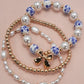 Chinoiserie & Pearl Bow 3-Piece Beaded Bracelet Set