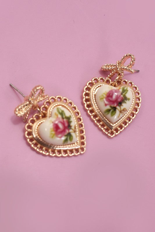 Old Time Stories Heart & Rose Earrings-[option4]-[option5]-Cute-Trendy-Shop-Womens-Boutique-Clothing-Store