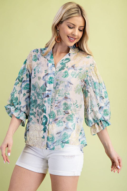Time For Summer Blue Floral Top-[option4]-[option5]-Cute-Trendy-Shop-Womens-Boutique-Clothing-Store