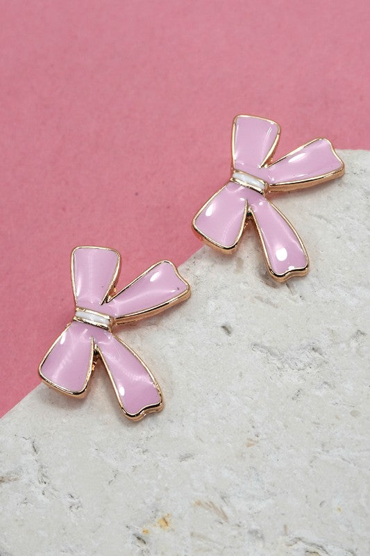 Pretty In Pink Bow Earrings-[option4]-[option5]-Cute-Trendy-Shop-Womens-Boutique-Clothing-Store