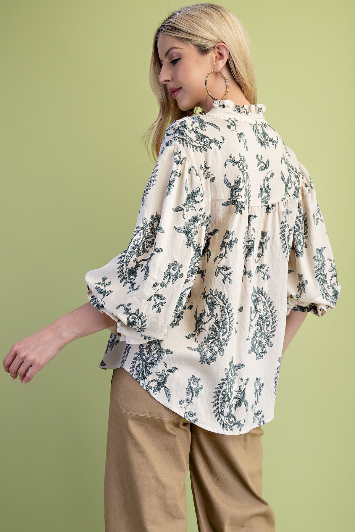 The Vintage Toile 3/4 Sleeve Blouse-Cute-Trendy-Shop-Womens-Boutique-Clothing-Store
