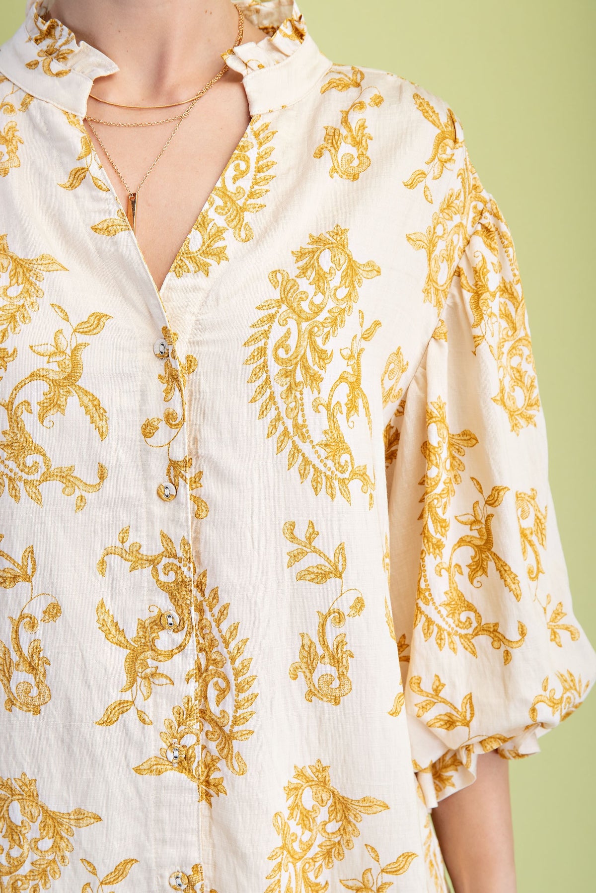 The Vintage Toile 3/4 Sleeve Blouse-Cute-Trendy-Shop-Womens-Boutique-Clothing-Store