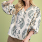 The Vintage Toile 3/4 Sleeve Blouse-Navy-SMALL-Cute-Trendy-Shop-Womens-Boutique-Clothing-Store