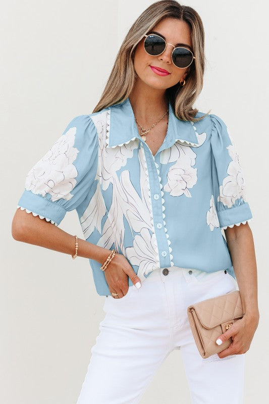 By Your Side Blue Floral Blouse-[option4]-[option5]-Cute-Trendy-Shop-Womens-Boutique-Clothing-Store