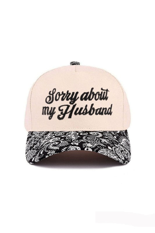 "Sorry About My Husband" Cap-Paisley Black-[option4]-[option5]-Cute-Trendy-Shop-Womens-Boutique-Clothing-Store