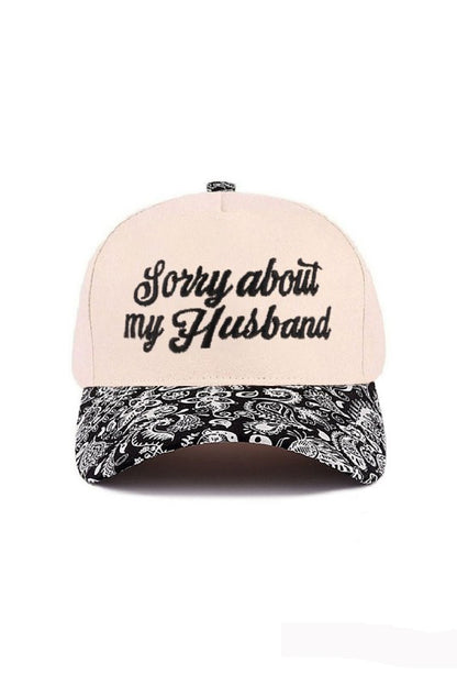 "Sorry About My Husband" Cap-Paisley Black-[option4]-[option5]-Cute-Trendy-Shop-Womens-Boutique-Clothing-Store