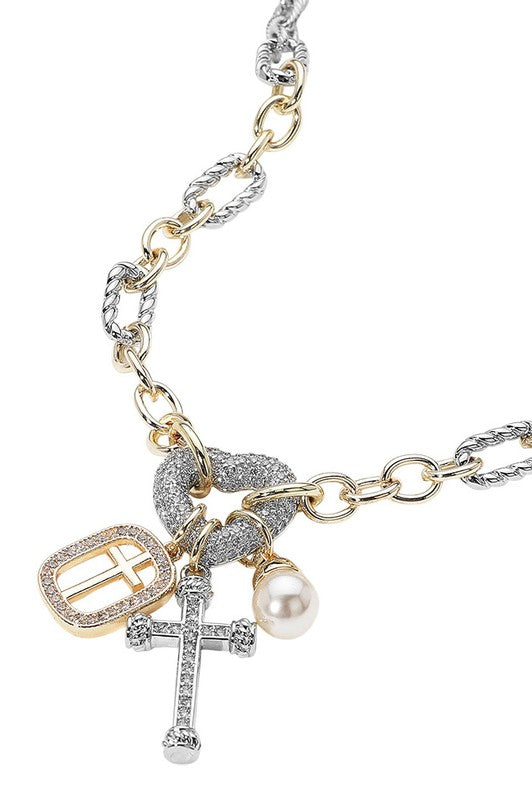 Grace & Grit Two-Tone Charm Necklace-Cute-Trendy-Shop-Womens-Boutique-Clothing-Store