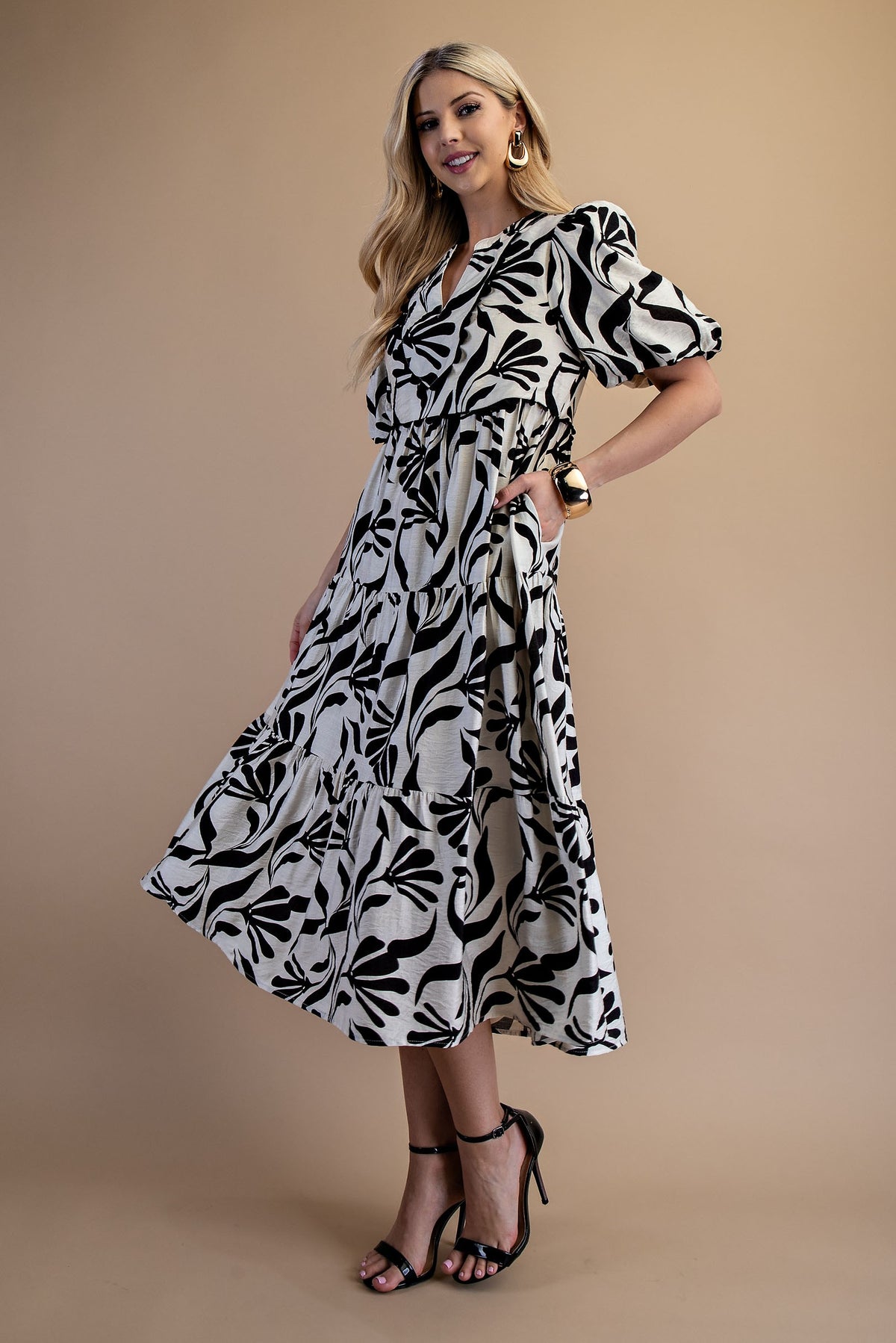 Motif & Movement Tiered Midi Dress-Cute-Trendy-Shop-Womens-Boutique-Clothing-Store